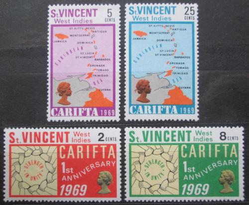 Poštovní známky Svatý Vincenc 1969 Zóna volného obchodu CARIFTA Mi# 251-54