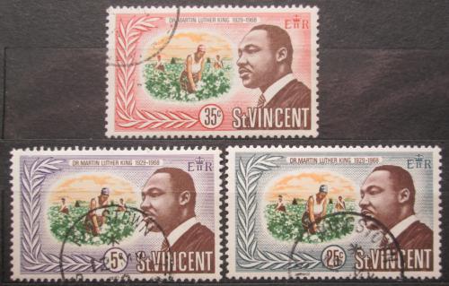 Poštovní známky Svatý Vincenc 1968 Martin Luther King Mi# 238-40