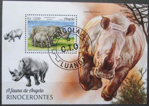 Poštovní známka Angola 2018 Nosorožci Mi# Block 172 Kat 8€