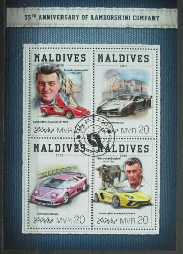 Poštovní známky Maledivy 2018 Automobily Lamborghini Mi# 7543-46 Kat 10€