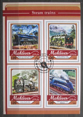 Poštovní známky Maledivy 2017 Parní lokomotivy Mi# 6838-41 Kat 10€
