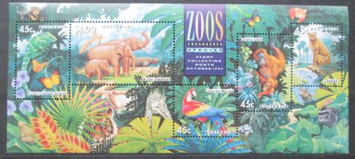 Poštovní známky Austrálie 1994 ZOO, ohrožená zvíøata Mi# Block 17