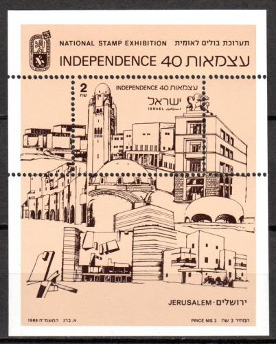 Poštovní známka Izrael 1988 Jeruzalém Mi# Block 37 Kat 7.50€