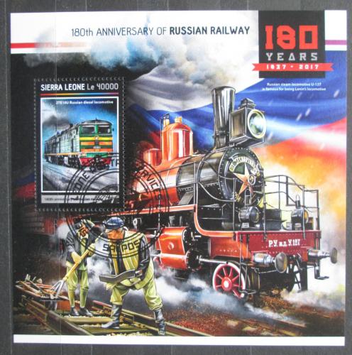 Poštovní známka Sierra Leone 2017 Ruské lokomotivy Mi# Block 1158 Kat 11€