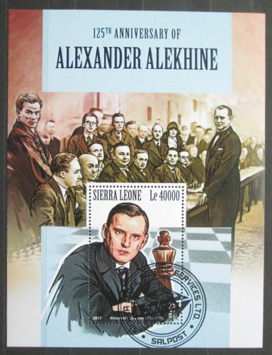 Poštovní známka Sierra Leone 2017 Alexandr Aljechin, šachy Mi# Block 1343 Kat 11€