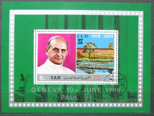 Poštovní známka Jemen 1969 Papež Pavel VI. Mi# Block 100