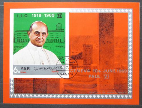 Poštovní známka Jemen 1969 Papež Pavel VI. Mi# Block 101