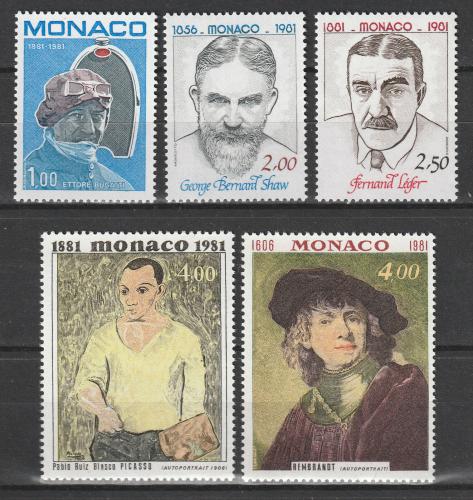 Poštovní známky Monako 1981 Osobnosti Mi# 1491-95 Kat 11€
