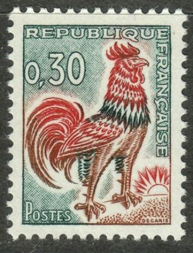Poštovní známka Francie 1965 Galský kohout Mi# 1496