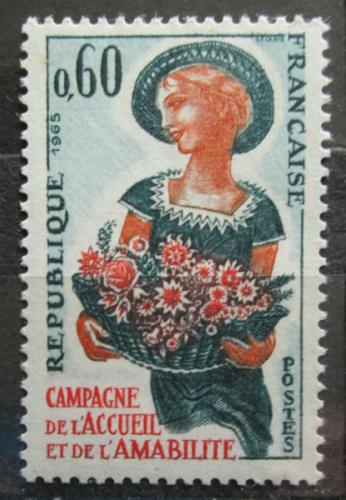 Poštovní známka Francie 1965 Dívka s kvìtinami Mi# 1508