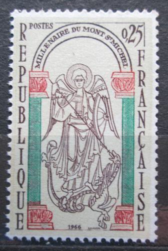 Poštovní známka Francie 1966 Klášter Mont-Saint-Michel Mi# 1544