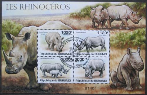 Poštovní známky Burundi 2011 Nosorožci Mi# Block 168 Kat 9.50€