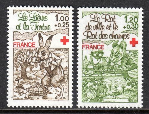 Poštovní známky Francie 1978 Èervený køíž, bajky Mi# 2129-30