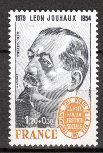 Poštovní známka Francie 1979 Léon Jouhaux, politik Mi# 2151