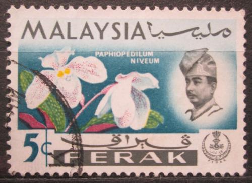 Poštovní známka Malajsie, Perak 1965 Orchidej, Paphiopedilum niveum Mi# 117