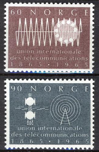 Potovn znmky Norsko 1965 ITU, 100. vro Mi# 526-27 - zvtit obrzek