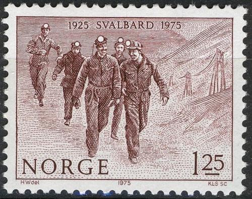 Poštovní známka Norsko 1975 Horníci Mi# 710
