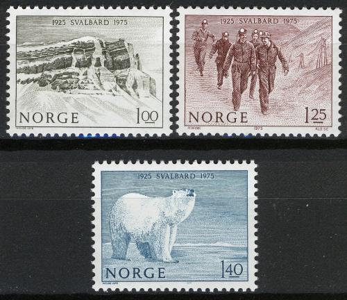 Poštovní známky Norsko 1975 Dohoda o Špicbercích, 50. výroèí Mi# 709-11