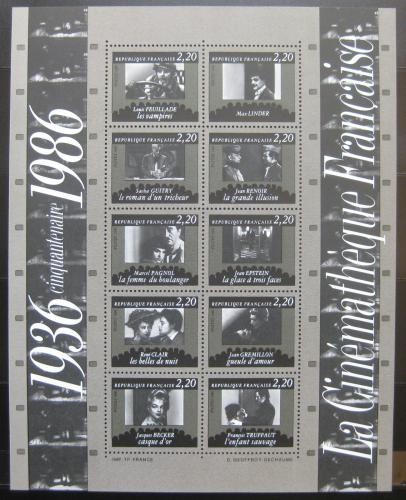 Poštovní známky Francie 1986 Francouzský film Mi# Block 7 Kat 11