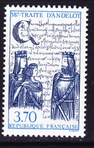 Poštovní známka Francie 1987 Andelotská smlouva, 1400. výroèí Mi# 2635