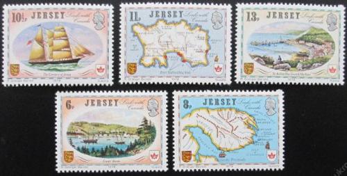 Potovn znmky Jersey 1978 Historick spojen s Kanadou Mi # 180-84 - zvtit obrzek