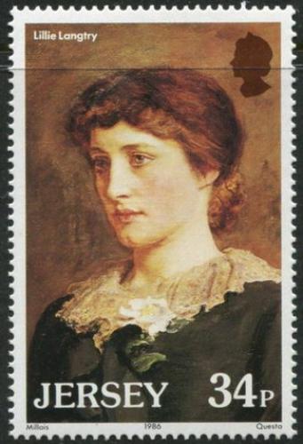 Poštovní známka Jersey 1986 Lillie Langtry, hereèka Mi# 373