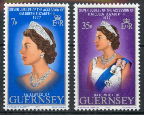 Poštovní známky Guernsey 1977 Královna Alžbìta II. Mi# 145-46