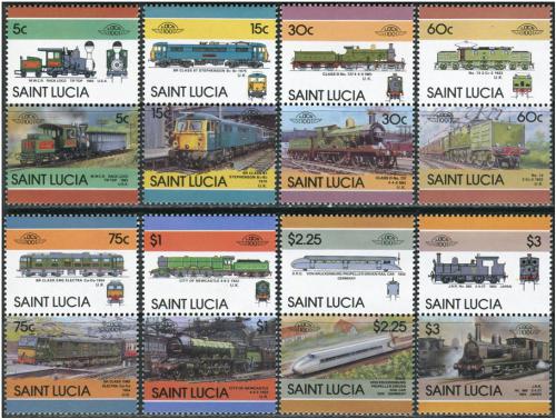 Poštovní známky Svatá Lucie 1986 Lokomotivy Mi# 814-29 Kat 9.50€