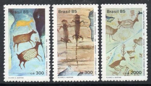 Poštovní známky Brazílie 1985 Skalní malby Mi# 2108-10