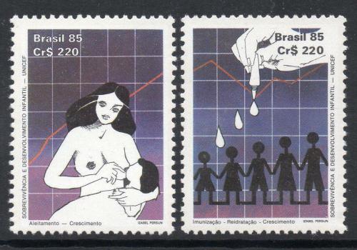 Poštovní známky Brazílie 1985 Život a zdraví dìtí Mi# 2126-27