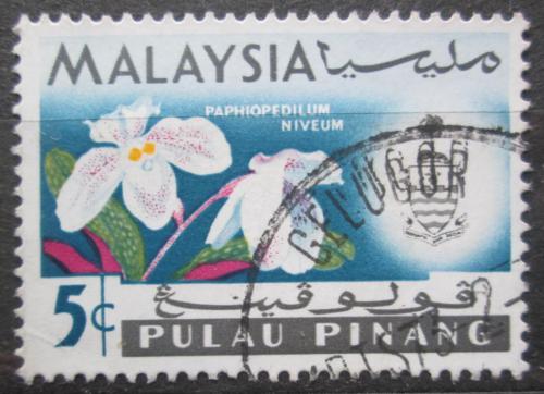 Potovn znmka Malajsie Pulau Pinang 1965 Orchidej, Paphiopedilum niveum Mi# 68 - zvtit obrzek