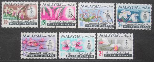 Potovn znmky Malajsie Pulau Pinang 1965 Orchideje Mi# 66-72