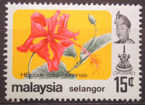 Poštovní známka Malajsie Selangor 1979 Ibišek èínská rùže Mi# 116