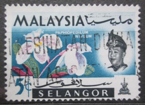 Potovn znmka Malajsie Selangor 1965 Orchidej, Paphiopedilum niveum Mi# 100 - zvtit obrzek