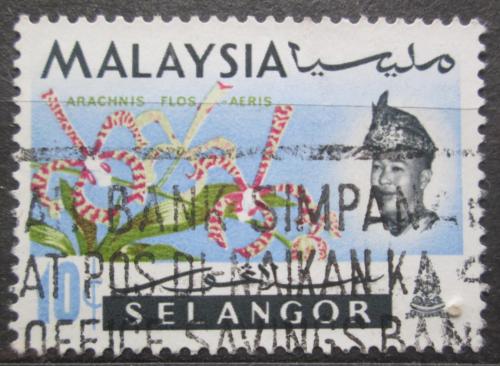 Potovn znmka Malajsie Selangor 1965 Orchidej, Arachnanthe moschifera Mi# 102
