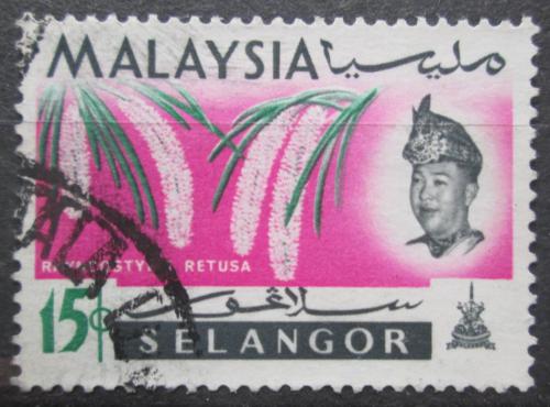 Potovn znmka Malajsie Selangor 1965 Orchidej, Rhynchostylis retusa Mi# 103