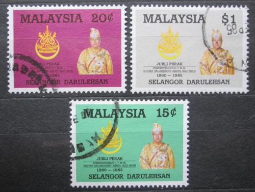 Poštovní známky Malajsie Selangor 1985 Sultán Abdul Aziz Mi# 126-28 Kat 9€