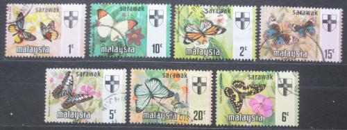 Poštovní známky Malajsie Sarawak 1971 Motýli Mi# 219-25 Kat 7€