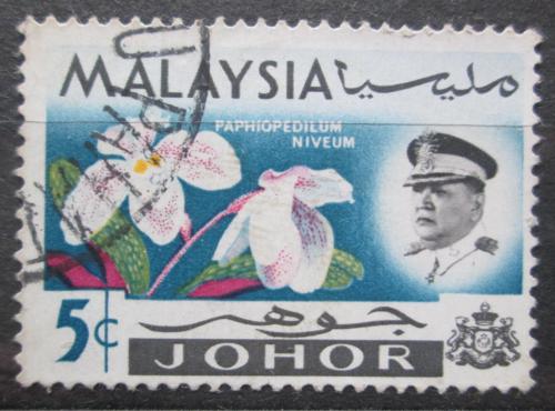 Poštovní známka Malajsie Johor 1965 Orchidej, Paphiopedilum niveum Mi# 156