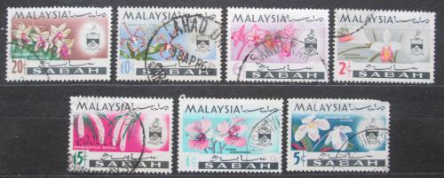 Poštovní známky Malajsie Sabah 1965 Orchideje Mi# 17-23