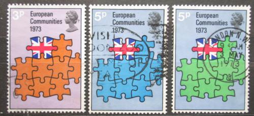 Poštovní známky Velká Británie 1973 Vstup do Evropského spoleèenství Mi# 612-14