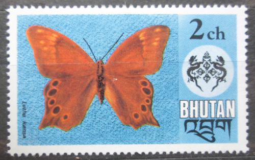 Poštovní známka Bhútán 1975 Lesník bambusu, motýl Mi# 607