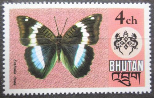 Poštovní známka Bhútán 1975 Modrá vévodkynì, motýl Mi# 609