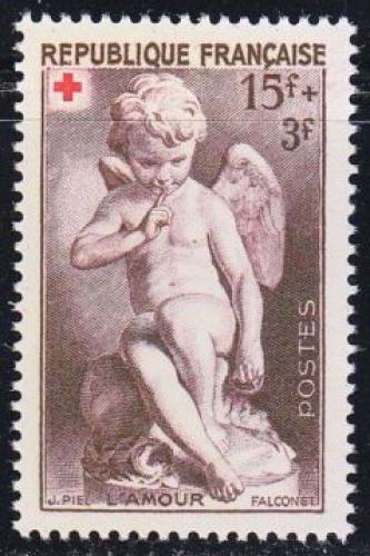 Poštovní známka Francie 1950 Èervený køíž, socha Mi# 895