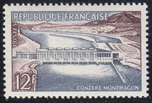 Poštovní známka Francie 1956 Vodní elektrárna Donzère-Mondragon Mi# 1106
