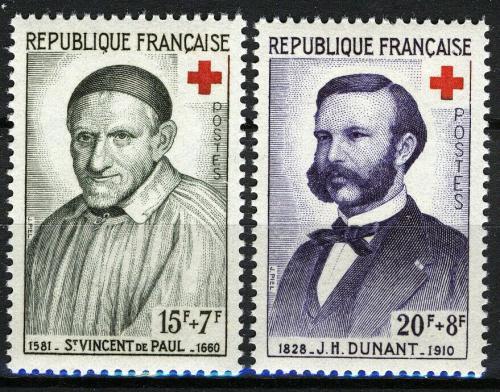 Poštovní známky Francie 1958 Èervený køíž, osobnosti Mi# 1224-25
