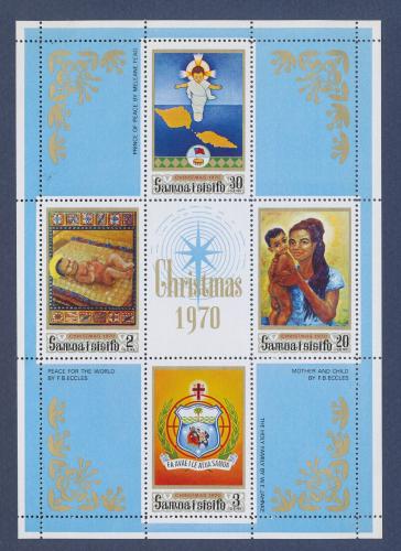Poštovní známky Samoa 1970 Vánoce, umìní Mi# Block 2