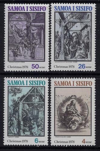 Poštovní známky Samoa 1978 Vánoce, umìní, Dürer Mi# 395-98