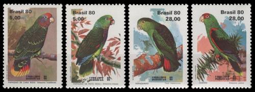 Poštovní známky Brazílie 1980 Papoušci Mi# Mi# 1789-92 Kat 7.50€
