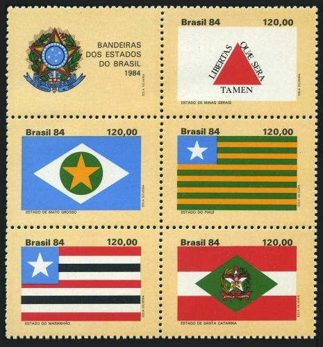 Poštovní známky Brazílie 1984 Vlajky Mi# 2079-83